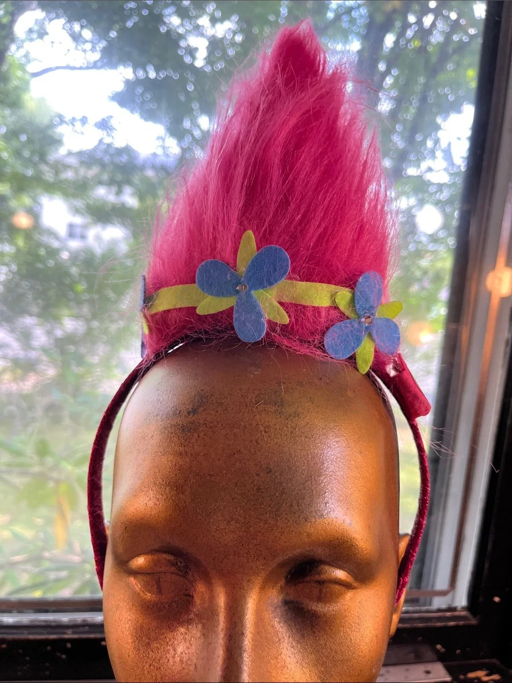 Kids Bright Pink Faux-Fur Flower Crown Headband